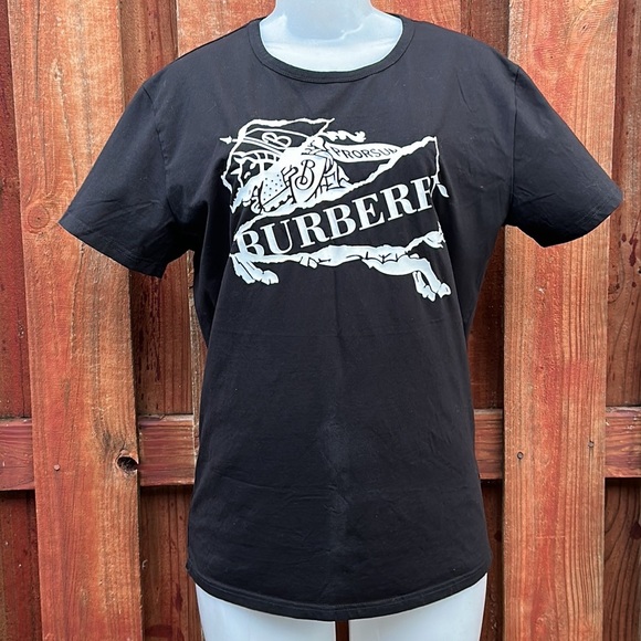 Burberry Black Short Sleeve Tee Bold Branding Size XXL - Picture 2 of 6